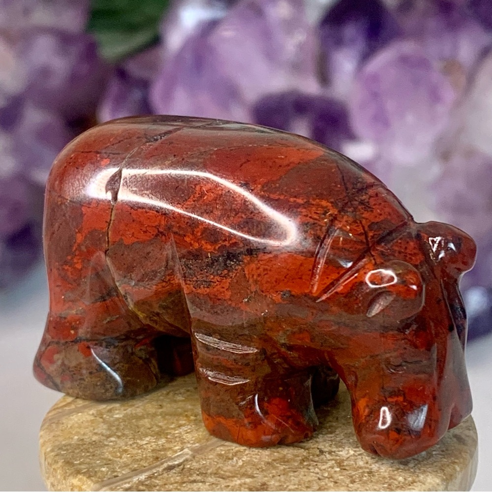 Red Tiger Iron Carved Stone Bear Crystal Carving Animal Figurine Rare 2" READ - Picture 6 of 16